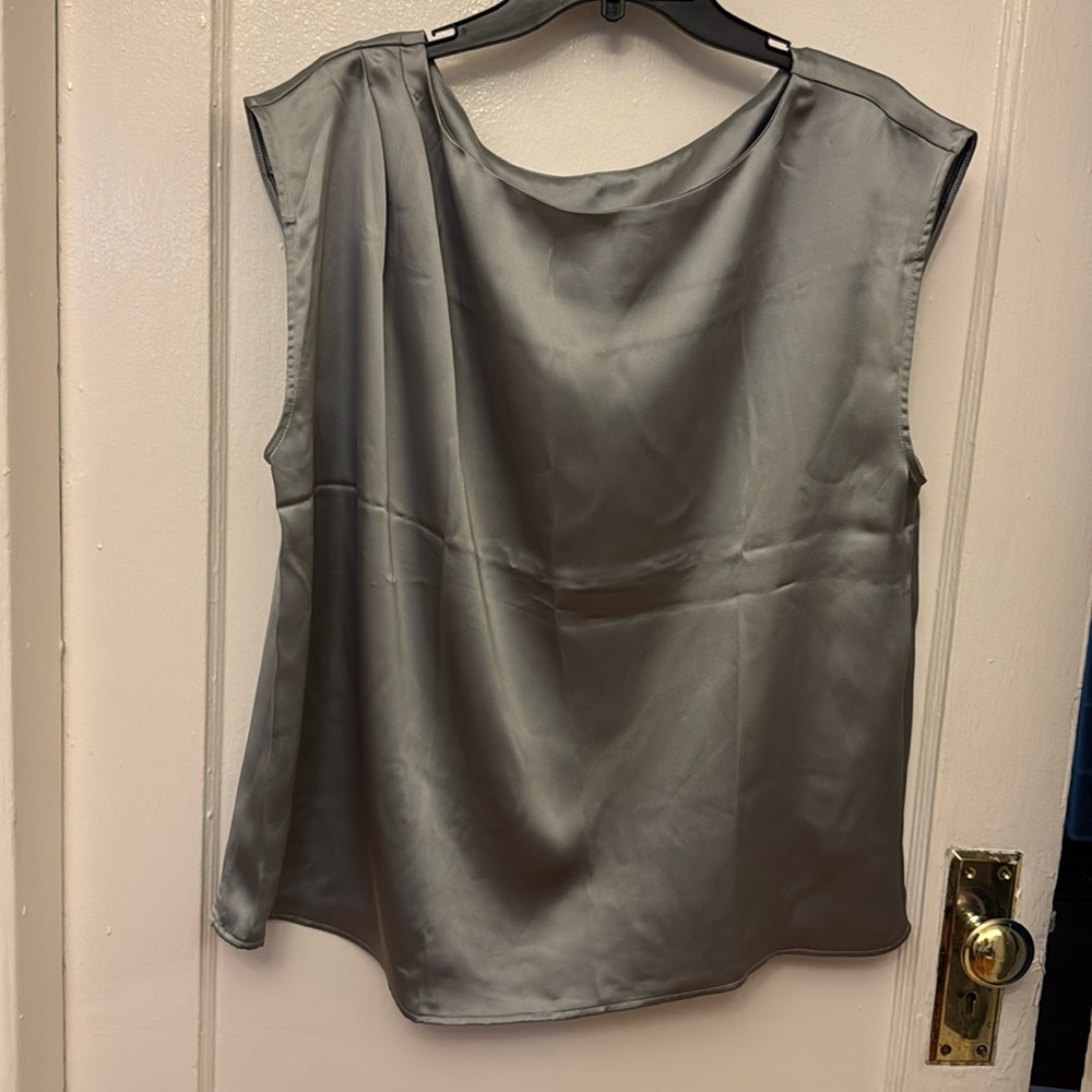 NWT Loft satin pleated shoulder boatneck top